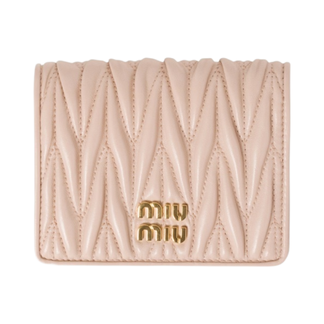 미우 미우 스몰 마테라쎄 나파 레더 반지갑 파우더 핑크(Miu Miu Small Matelasse Nappa Leather Wallet Powder Pink)