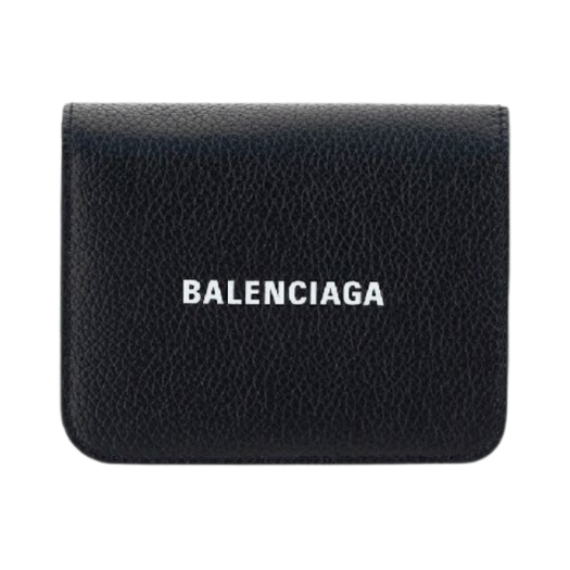 6556241IZIM1090 Balenciaga Grained Calfskin Cash Bi-Fold Card Holder Black