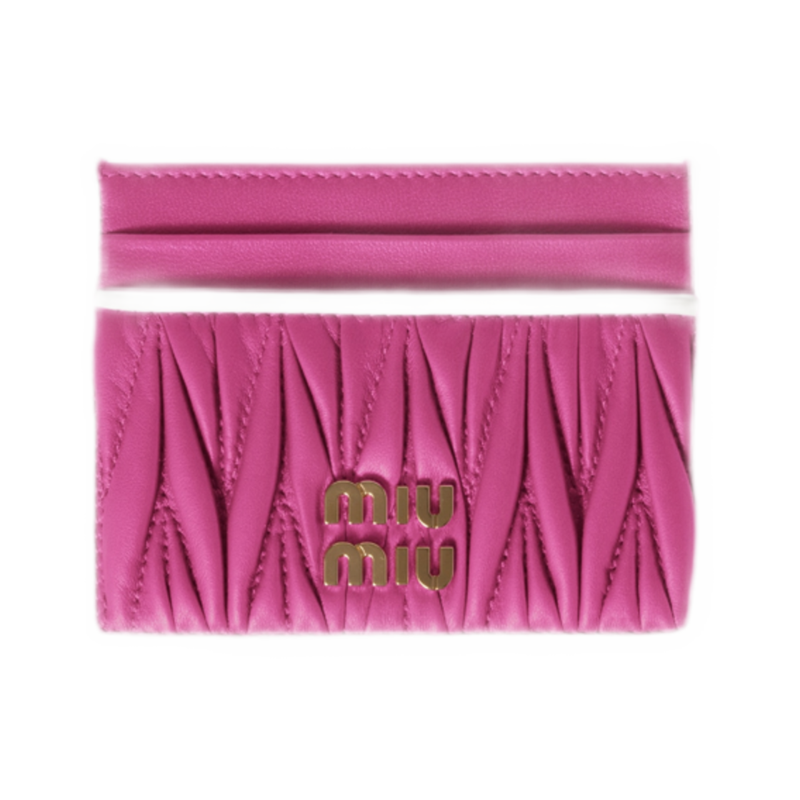 미우 미우 마테라쎄 나파 레더 카드 홀더 푸시아 화이트(Miu Miu Matelasse Nappa Leather Card Holder Fuchsia White)
