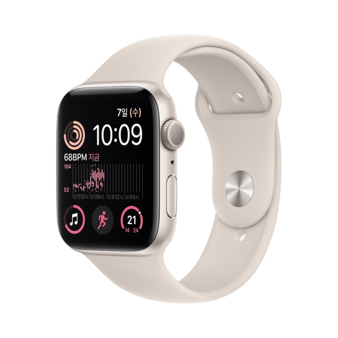 애플 워치 SE 44mm GPS 스타라이트 알루미늄 케이스 스포츠 밴드 스타라이트 (국내 정식 발매 제품)(Apple Watch SE 44mm GPS Starlight Aluminum Case with Sport Band Starlight (Korean Ver.))