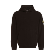 Stone Island 61252 Garment Dyed Stretch Cotton Fleece Hooded Sweatshirt Black - 23FW