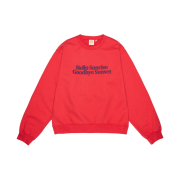 Hello Sunrise Classic Typo Logo Sweatshirt Warm Red