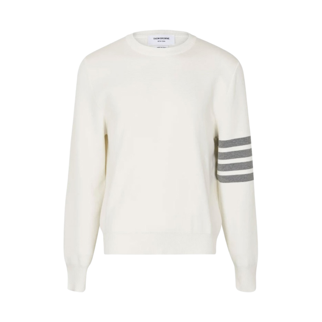 MKA202A-00219-100 Thom Browne Milano Stitch 4-Bar Crewneck Pullover Knit White
