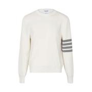 Thom Browne Milano Stitch 4-Bar Crewneck Pullover Knit White
