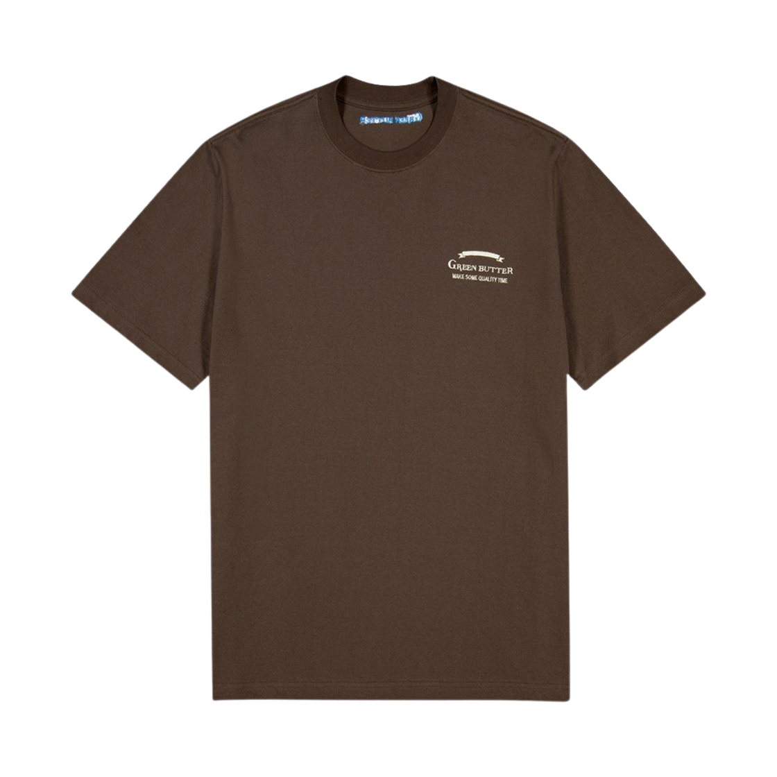 그린버터 우먼 니들워크 로고 티 브라운