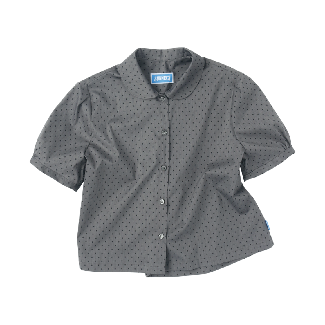 써넥트 폴카 도트 라운드 카라 숏슬리브 셔츠 차콜((W) SUNNECT Polka Dot Round Collar S/S Shirt Charcoal)