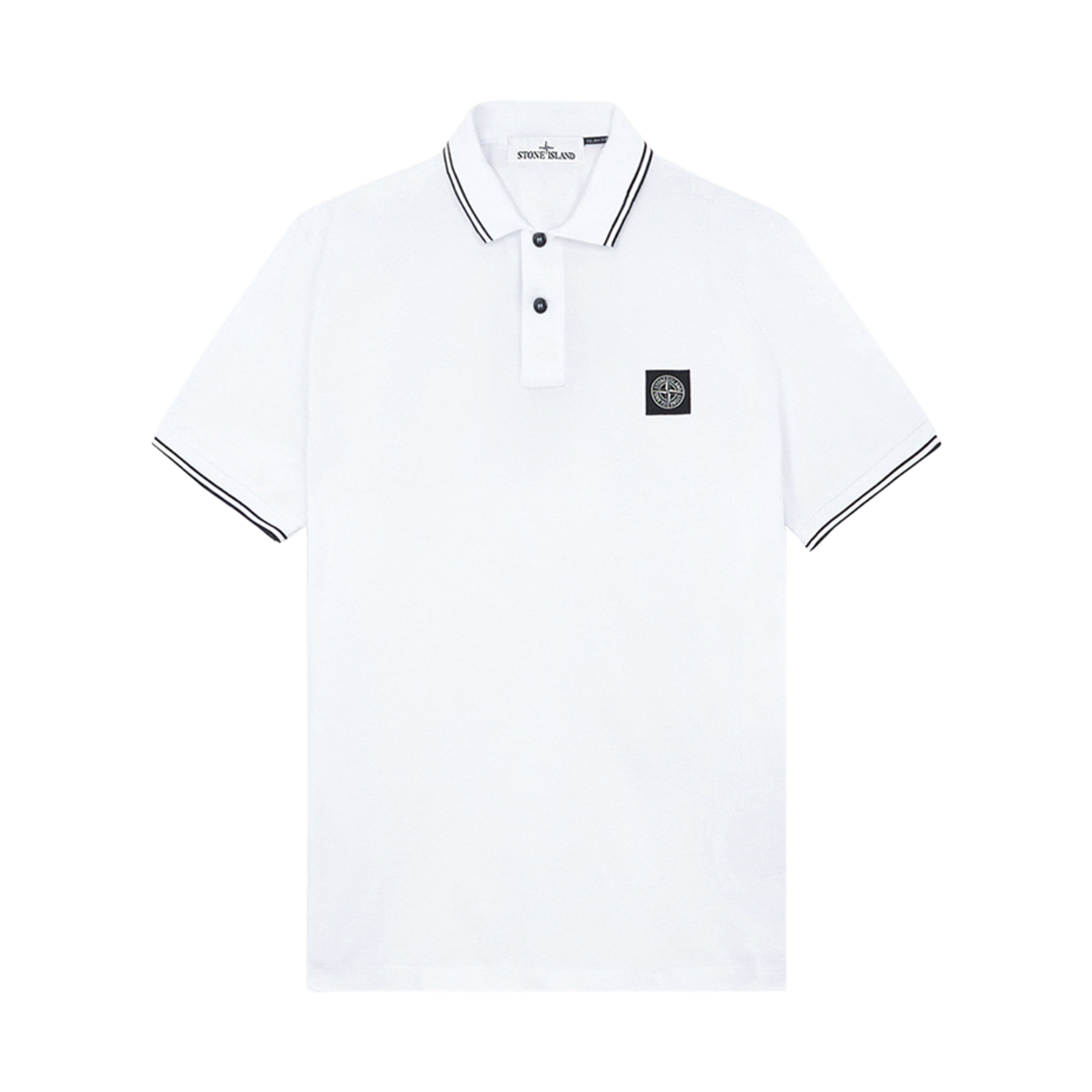 81152SC18-A1001 Stone Island 2SC18 Stretch Organic Cotton Pique Slim Fit S/S Polo Shirt White - 24FW