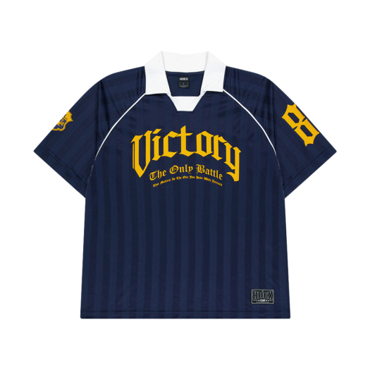 H252ULOTS240NV HDEX Victory Striped Collar Short Sleeve Navy