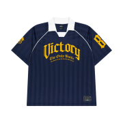HDEX Victory Striped Collar Short Sleeve Navy