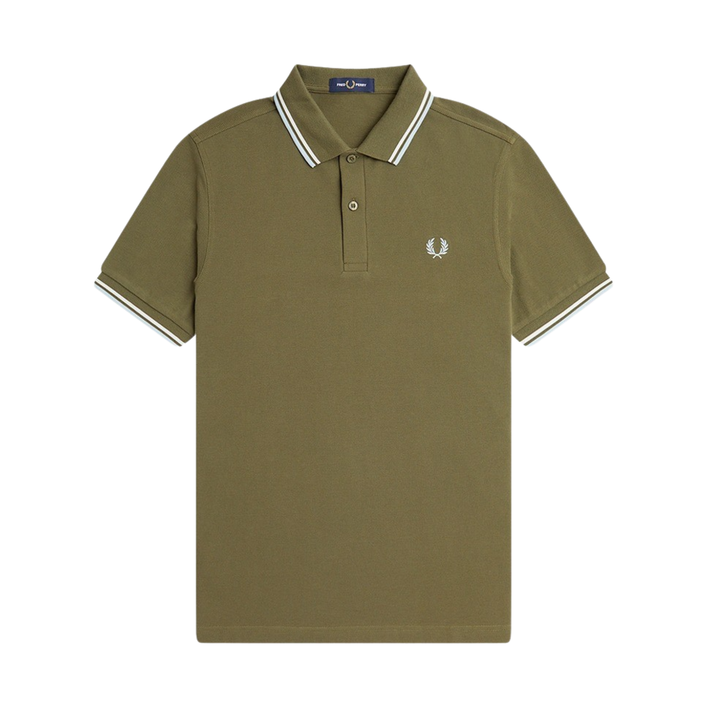 AFPM2413600-V25 Fred Perry M3600 Twin Tipped Fred Perry Shirt Uniform Green/Snow White/Light Ice