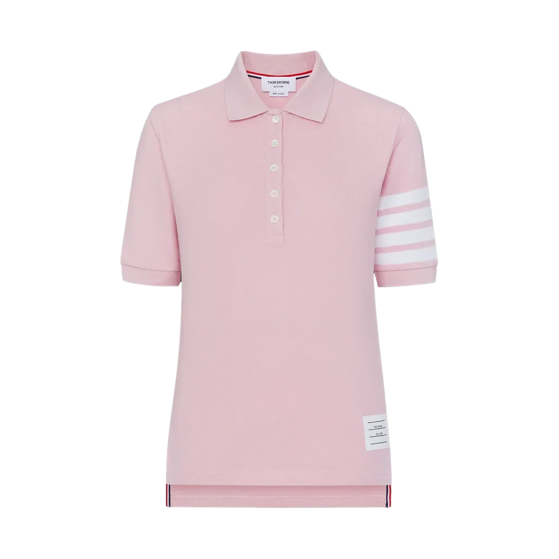 FJP052G-07976-680 (W) Thom Browne Classic Pique 4-Bar Short Sleeve Polo Light Pink