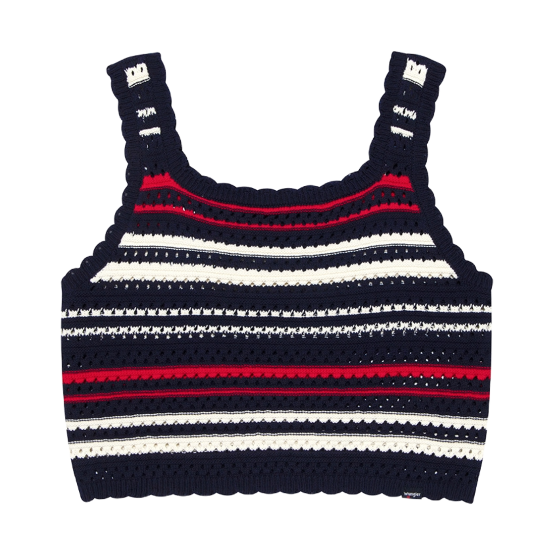 랭글러 (W) 스트라이프 니트 크로셰 탑 믹스(Wrangler (W) Stripe Knit Crochet Top Mix)
