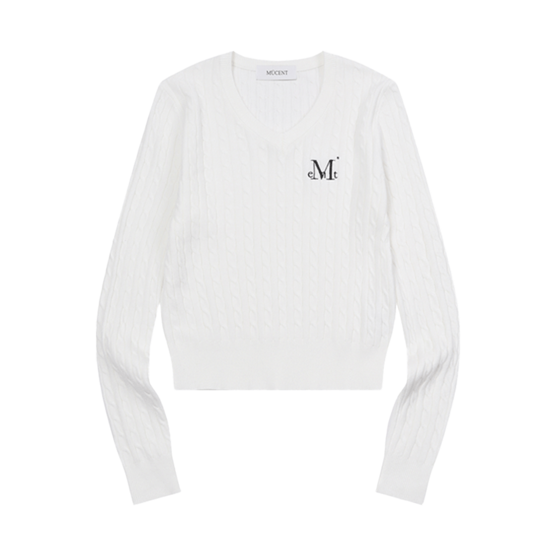 P00000OS_06 MUCENT Primrose V-Neck Crop Knit White