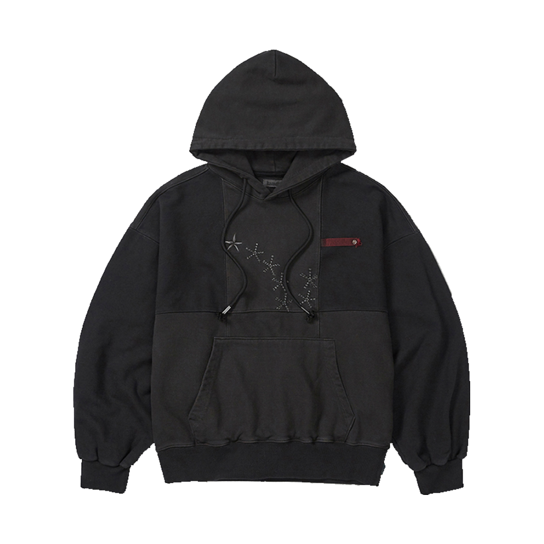 카락터 그리드 후드 워시드 블랙(Karactor Grid Hoodie Washed Black)