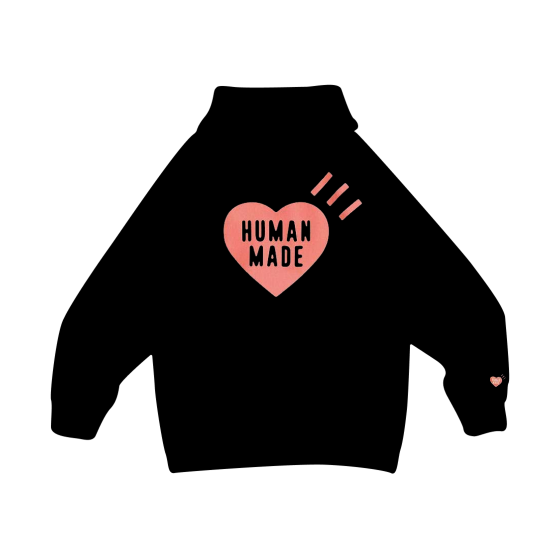 휴먼 메이드 하트 헤비웨이트 후드 블랙 살몬 핑크 - 서울 스토어 한정(Human Made Heart Heavyweight Hoodie Black Salmon Pink - Seoul Store Exclusive)