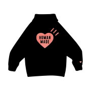 Human Made Heart Heavyweight Hoodie Black Salmon Pink - Seoul Store Exclusive