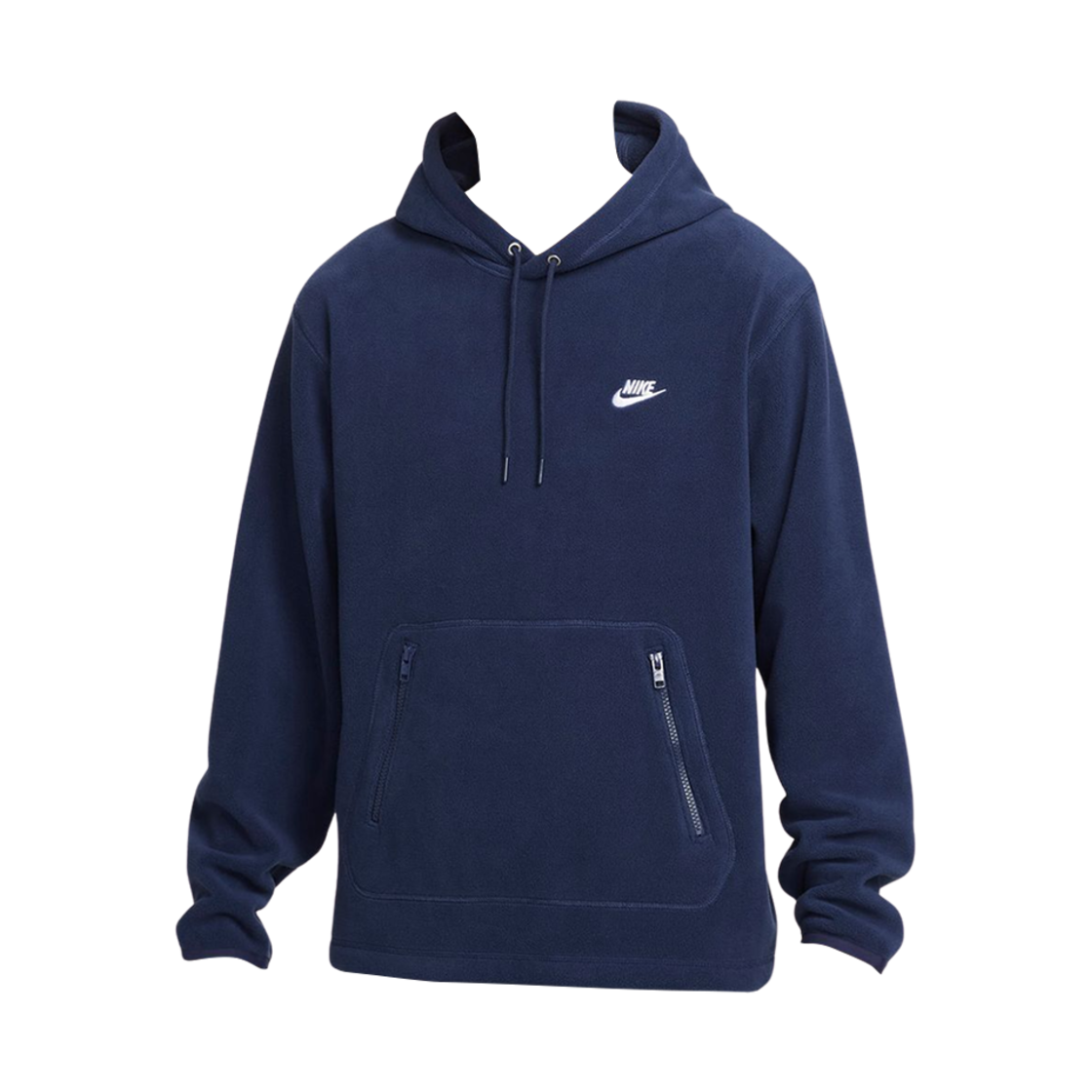 FZ0661-410 Nike Club Winterized Pullover Hoodie Midnight Navy White - Asia