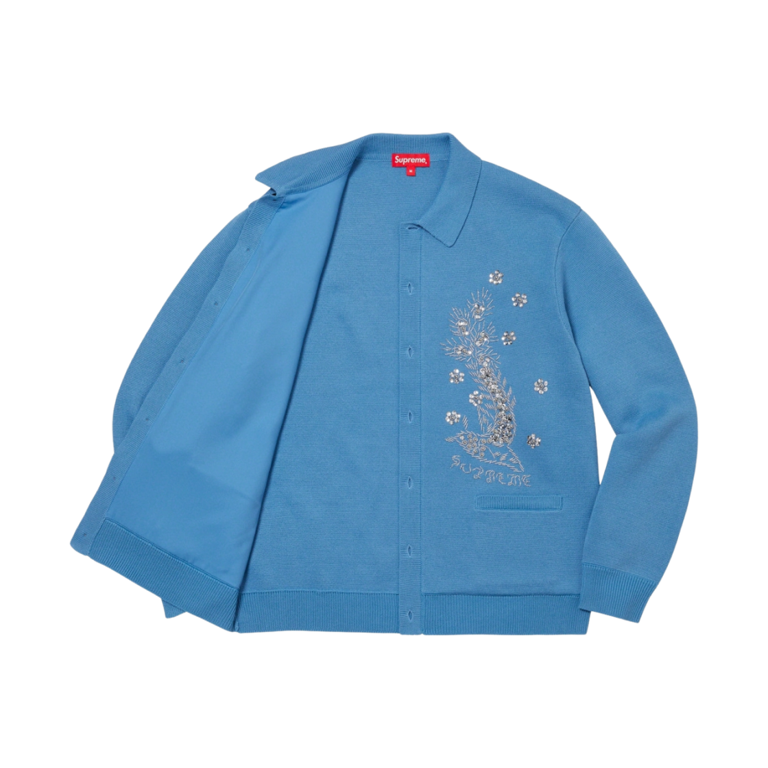 슈프림 비디드 아플리케 가디건 브라이트 블루 - 23SS(Supreme Beaded Applique Cardigan Bright Blue - 23SS) - 2