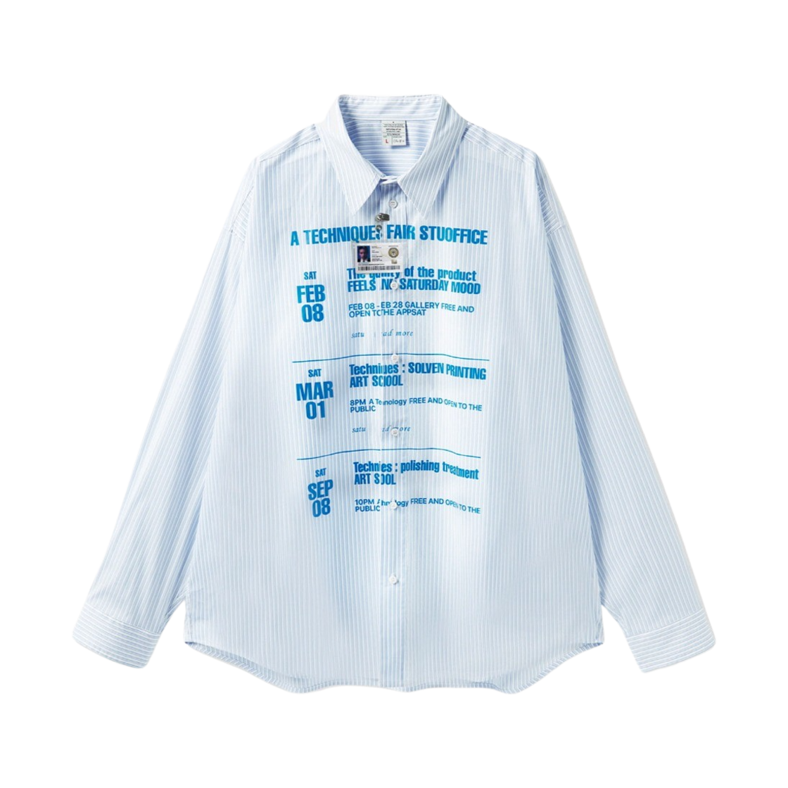 에스티유 코티드 프린팅 스트라이프 셔츠 스카이 블루 + 네임 택