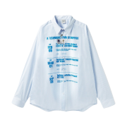 STU Coated Printing Stripe Shirts Sky Blue With Name Tag