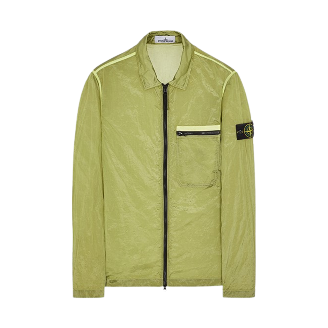 스톤 아일랜드 11219 나일론 메탈 인 에코닐 리제너레이티드 나일론 오버셔츠 레몬 - 24SS