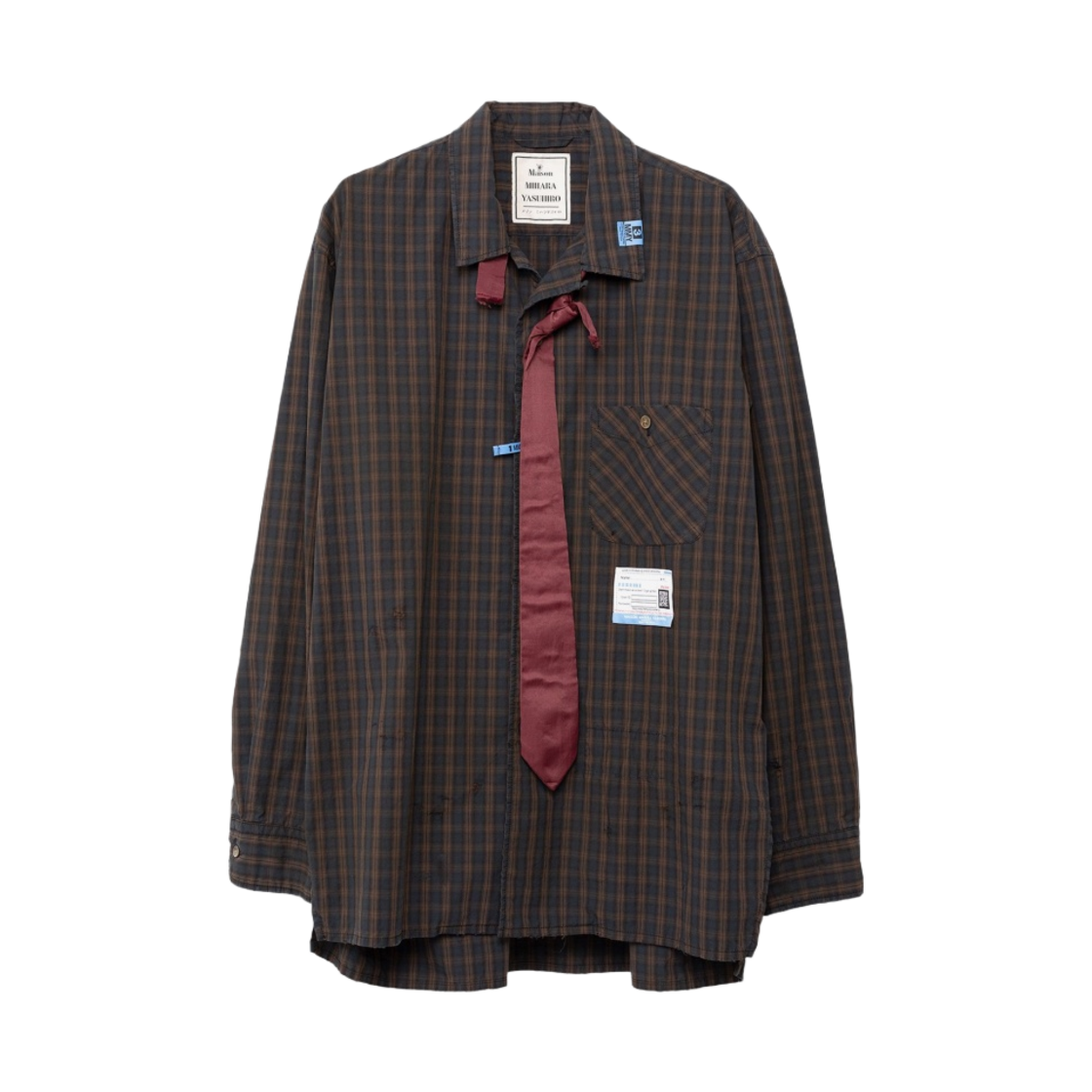 메종 미하라 야스히로 데미지드 체크 셔츠 네이비(Maison Mihara Yasuhiro Damaged Check Shirt Navy) - 1