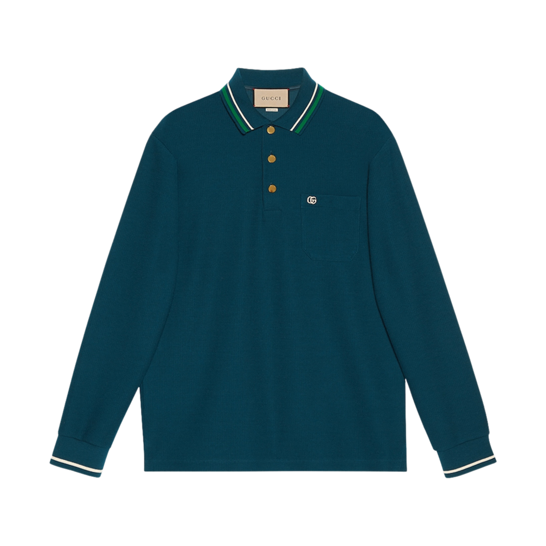 구찌 울 코튼 저지 폴로 셔츠 다크 블루(Gucci Wool Cotton Jersey Polo Shirt Dark Blue) - 1
