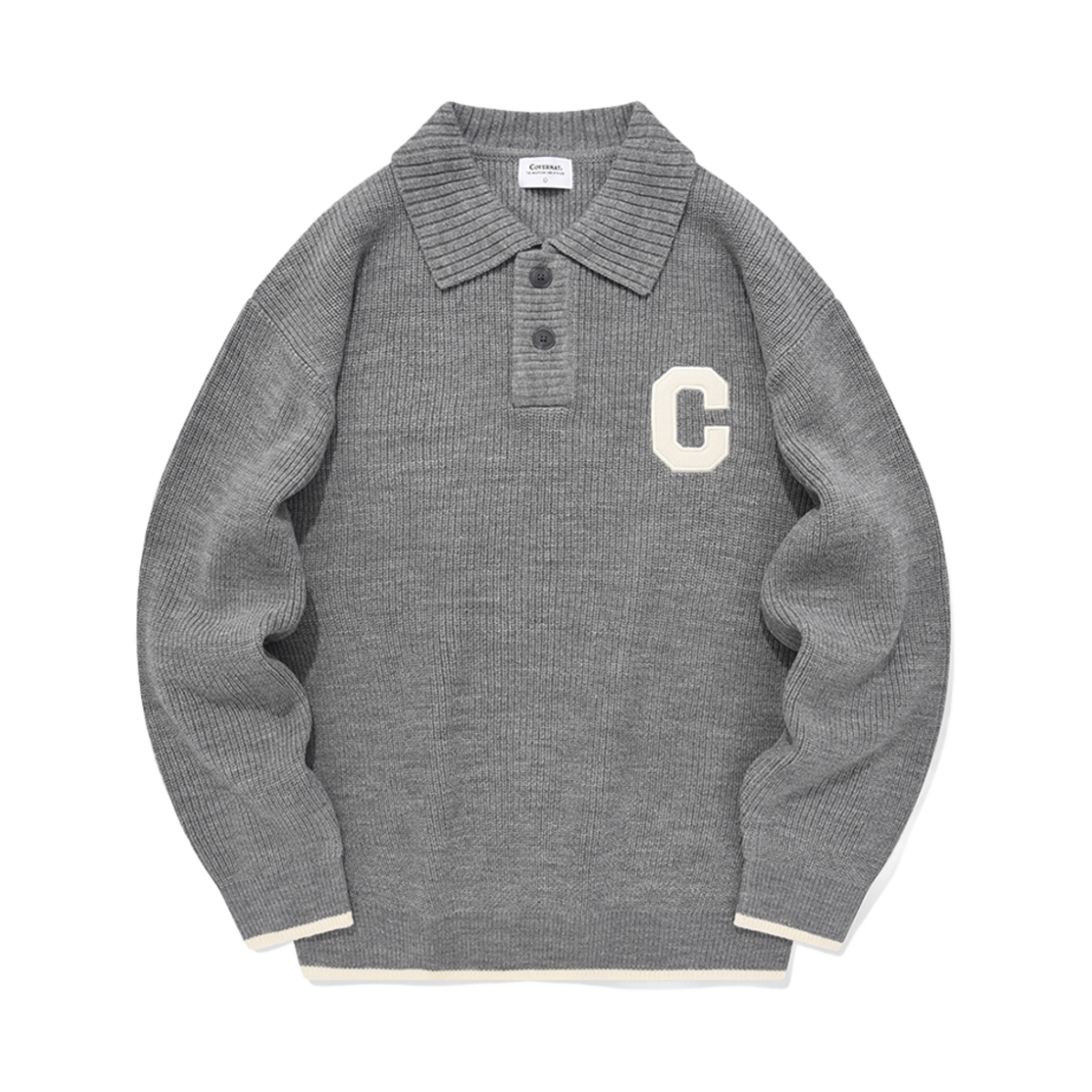 CO2301KT04MG Covernat C Logo Collar Knit Melange Grey