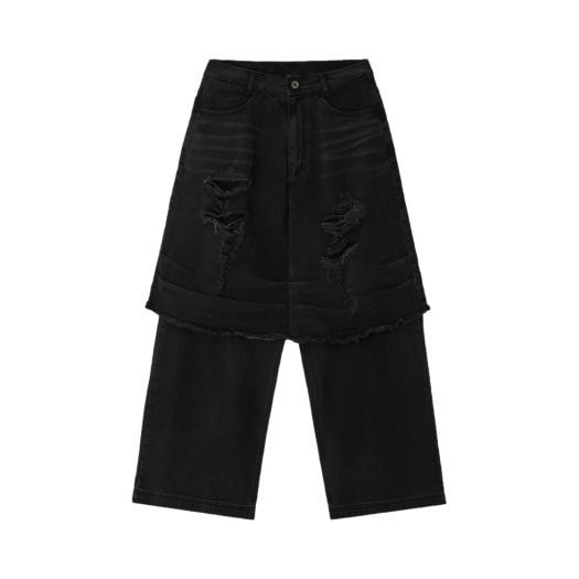 BLR2D10PT01-BK [KREAM 단독] BLR Destroyed Vintage Double Denim Pants Black