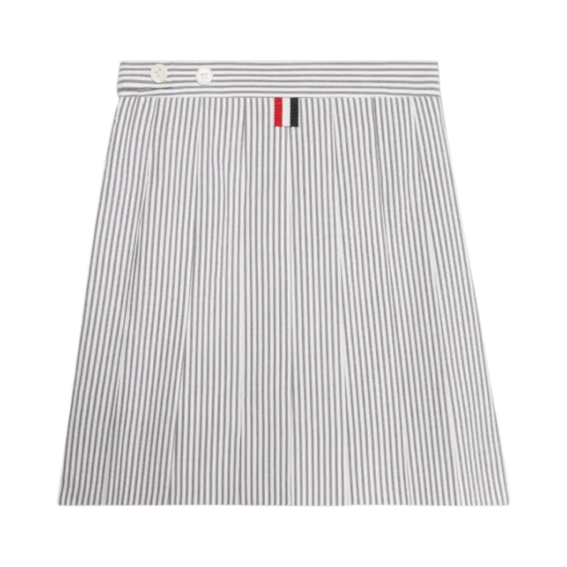 (키즈) 톰브라운 시어서커 플리츠 미니 스커트 미디움 그레이((Kids) Thom Browne Seersucker Pleated Mini Skirt Medium Grey) - 2