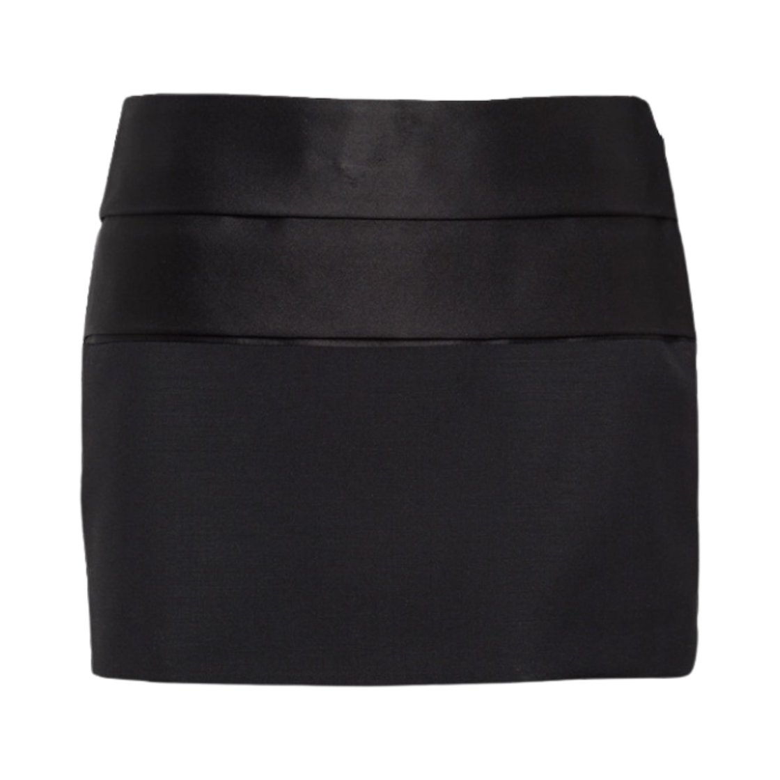 (W) 프라다 키드 모헤어 앤 사틴 미니스커트 블랙((W) Prada Kid Mohair and Satin Miniskirt Black) - 1