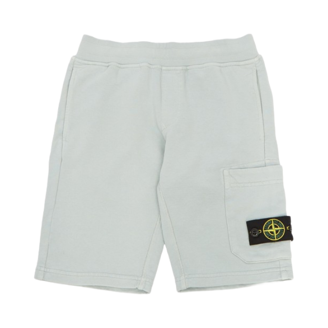 801661840-V0061 (Kids) Stone Island 61840 Cotton Fleece Garment Dyed Bermuda Cargo Shorts Light Grey - 24SS