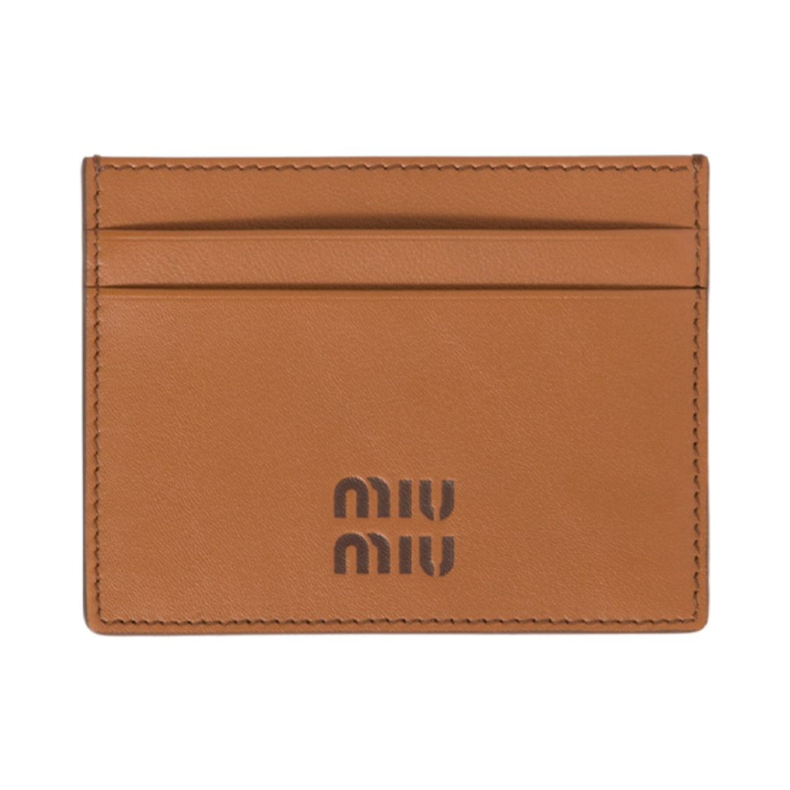 5MC076-2CSB-F0NQY Miu Miu Leather Card Holder Cognac Palisander
