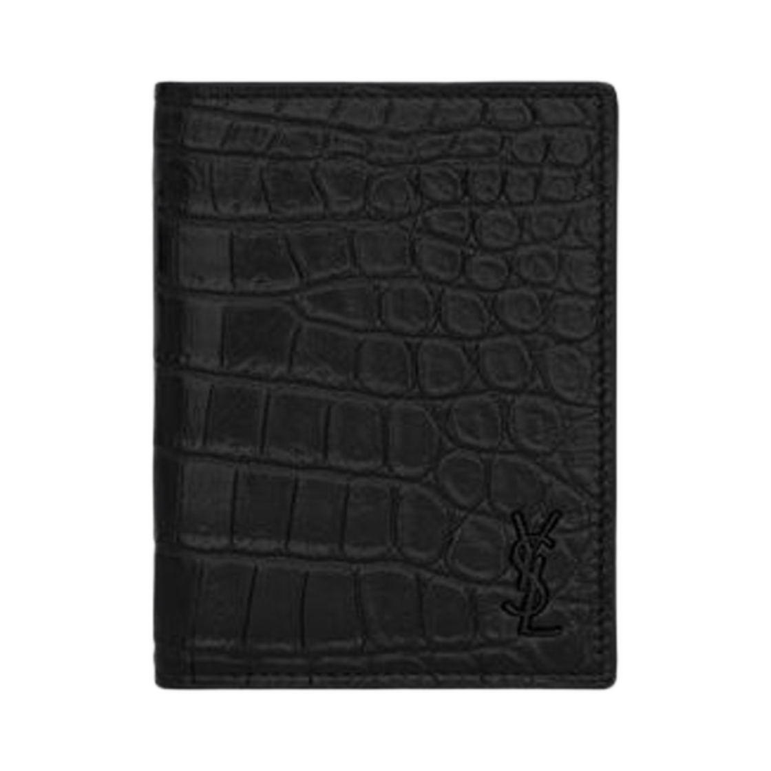 생로랑 타이니 카산드라 크레딧 카드 월렛 크로커다일 엠보스 매트 레더 블랙(Saint Laurent Tiny Cassandre Credit Card Wallet in Crocodile-Embossed Matte Leather Black) - 1
