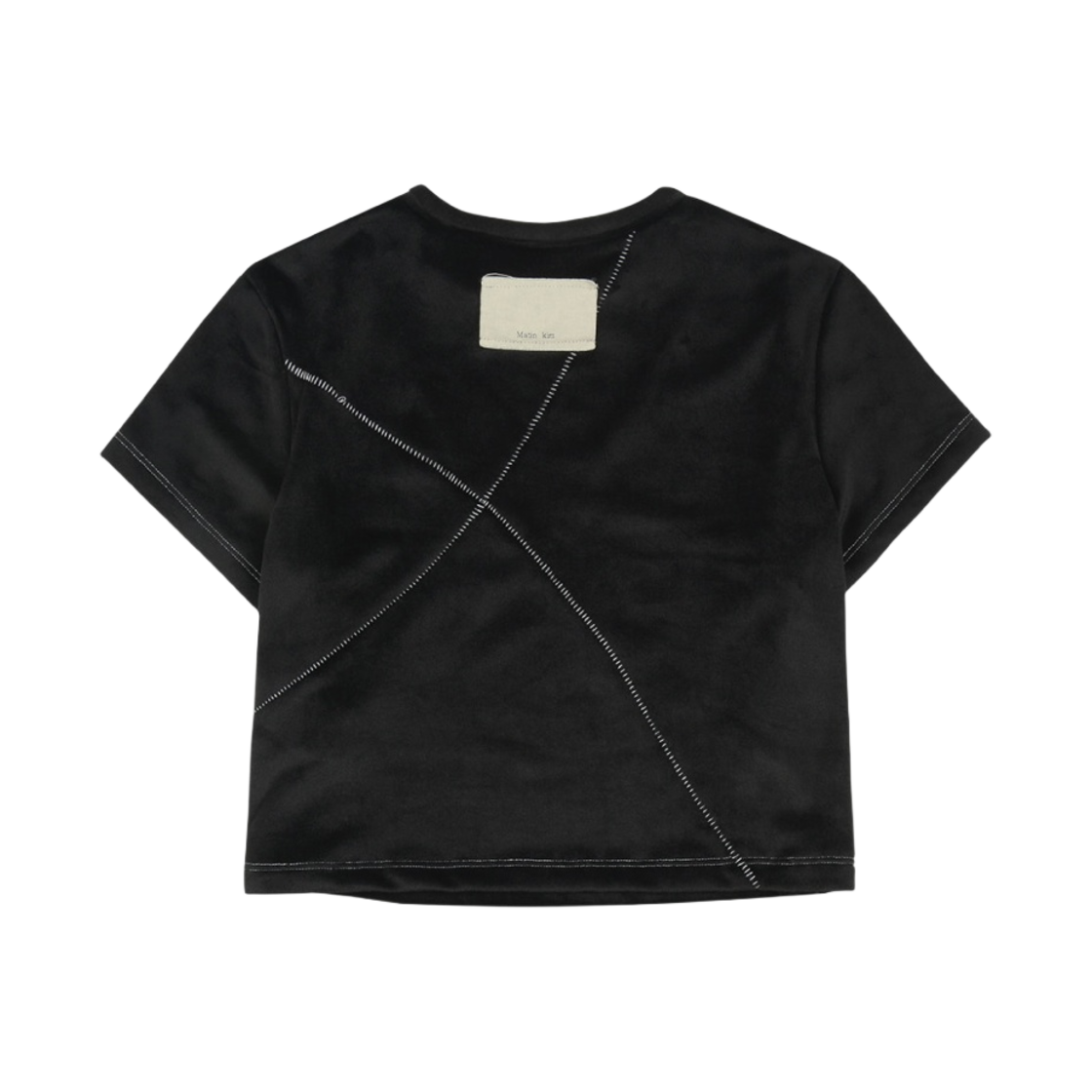 (W) 마뗑킴 벨루어 스티치 크롭탑 블랙((W) Matin Kim Velour Stitch Crop Top Black) - 2