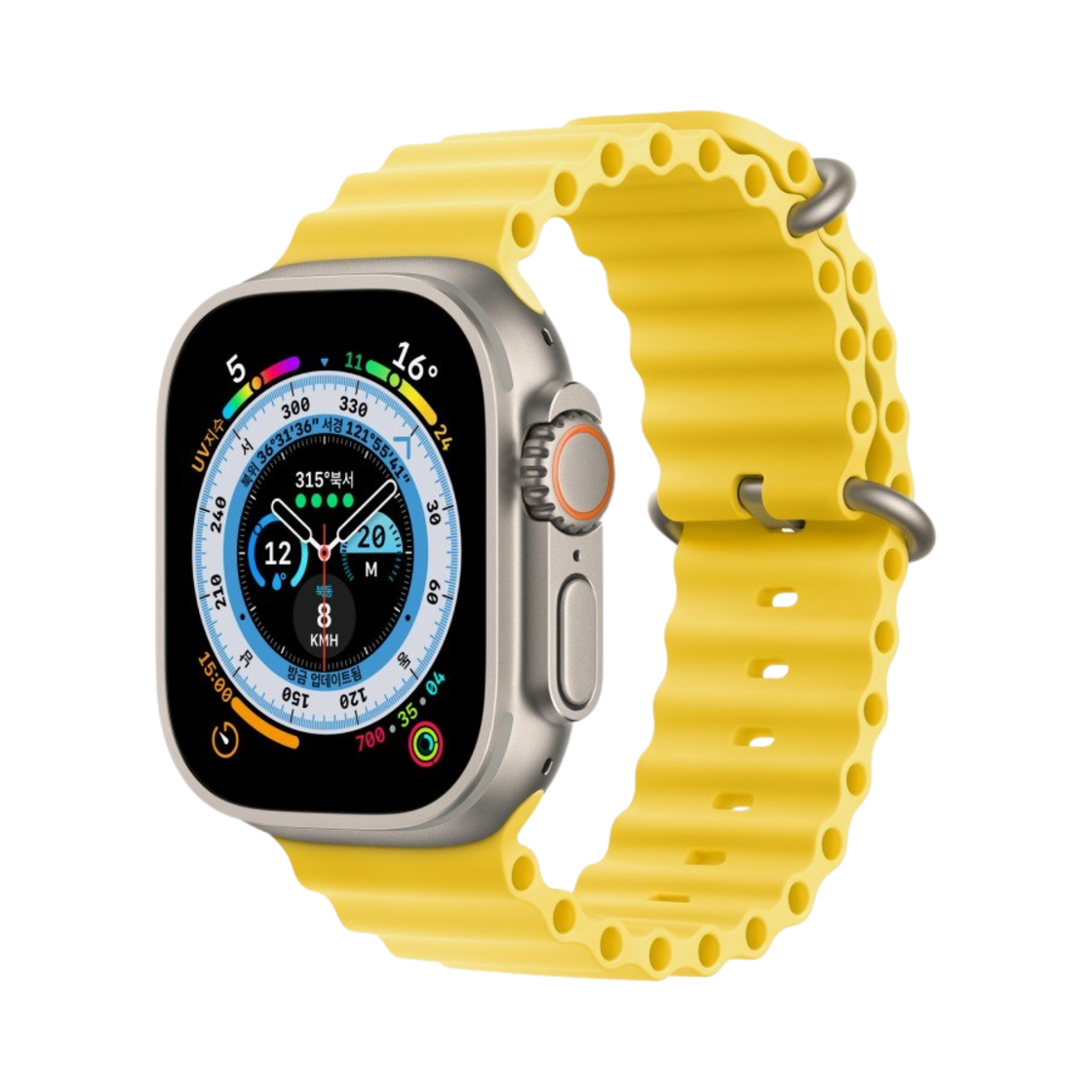 애플 워치 울트라 49mm 티타늄 케이스 오션 밴드 옐로우 (국내 정식 발매 제품)
