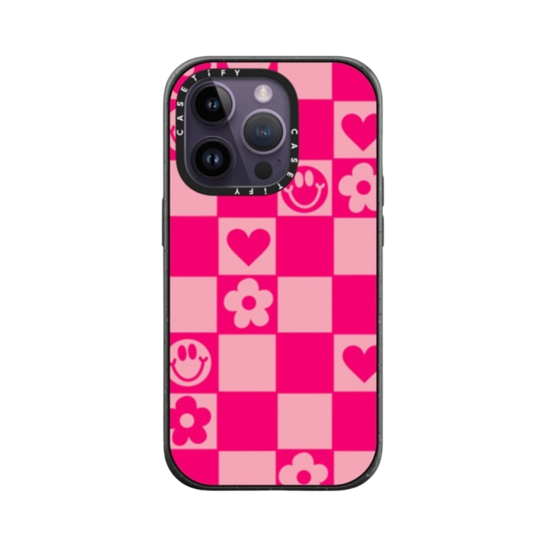 케이스티파이 아이폰 스마일리 데이지 그리드 바이 블라이스 맥세이프 임팩트 케이스 클리어 블랙(Casetify iPhone Smiley Daisy Grid by Blythe MagSafe Impact Case Clear Black) - 1