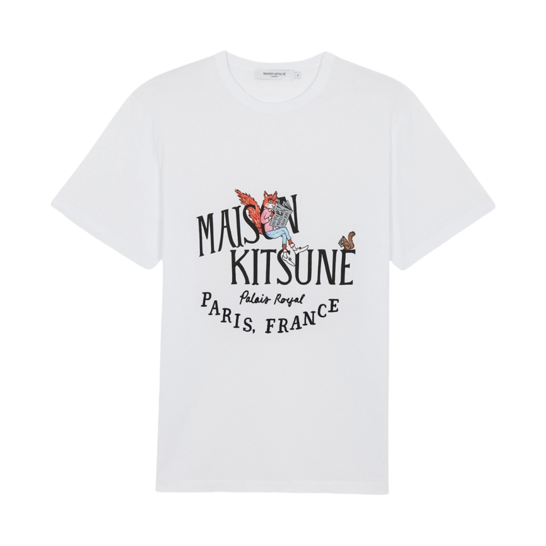 IM00105KJ0008-P100 Maison Kitsune Oly Palais Royal News Classic T-Shirt White