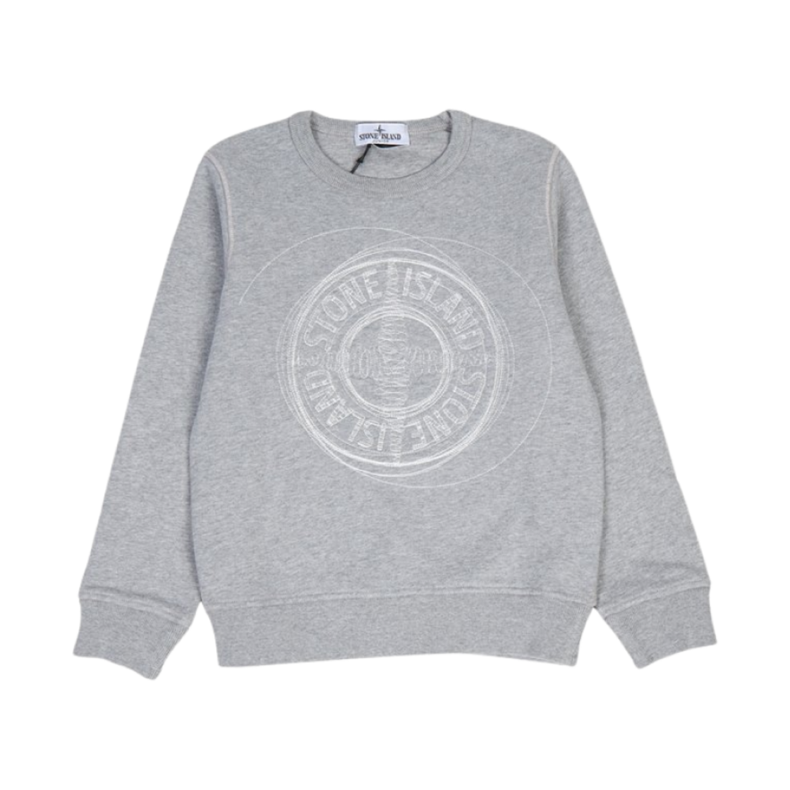 791662320-V0M64 (Kids) Stone Island 62320 Fleece Crewneck Sweatshirt Melange Grey - 23FW