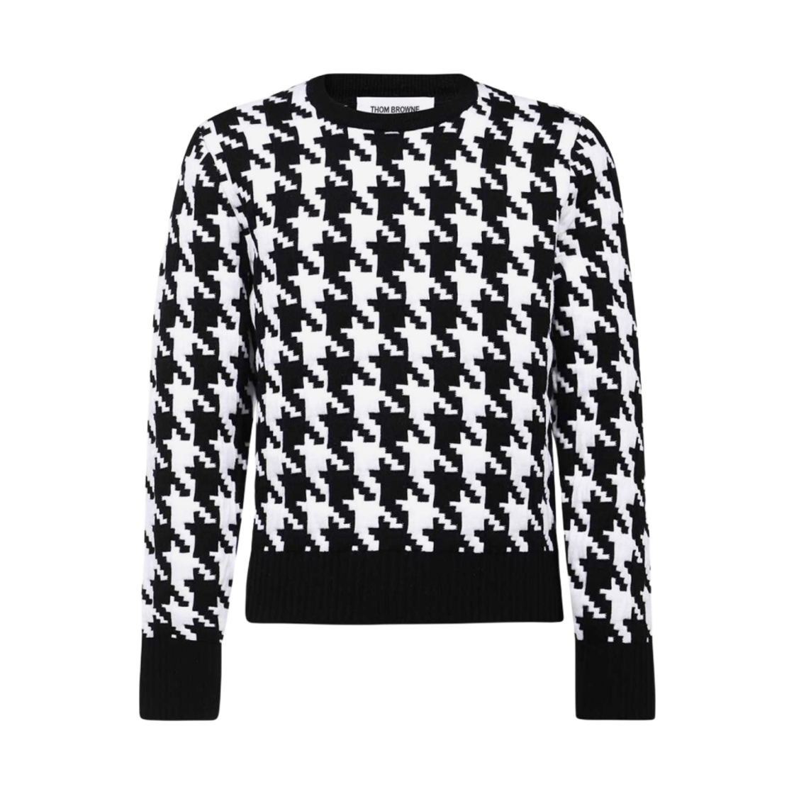톰브라운 하운즈투스 퀼티드 자카드 메리노 울 풀오버 블랙 화이트(Thom Browne Houndstooth Quilted Jacquard Merino Wool Pullover Black White) - 1