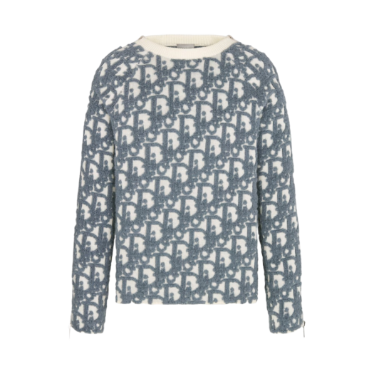 Dior Dior Oblique Sweater Virgin Wool Cotton-Blend Jacquard White