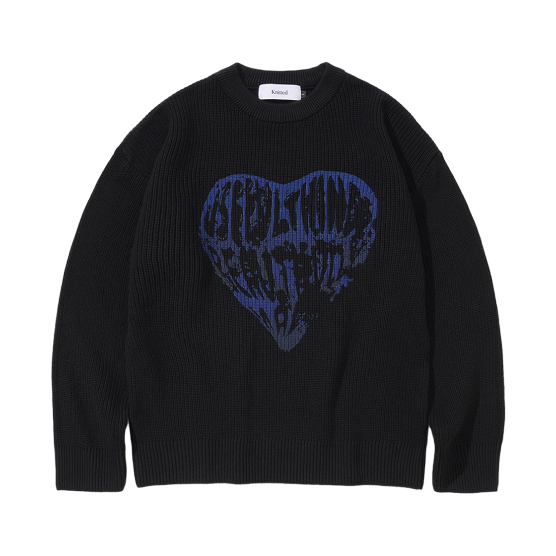 K24AWUK02BL_copy Knitted Vintage Heart Round Knit Black