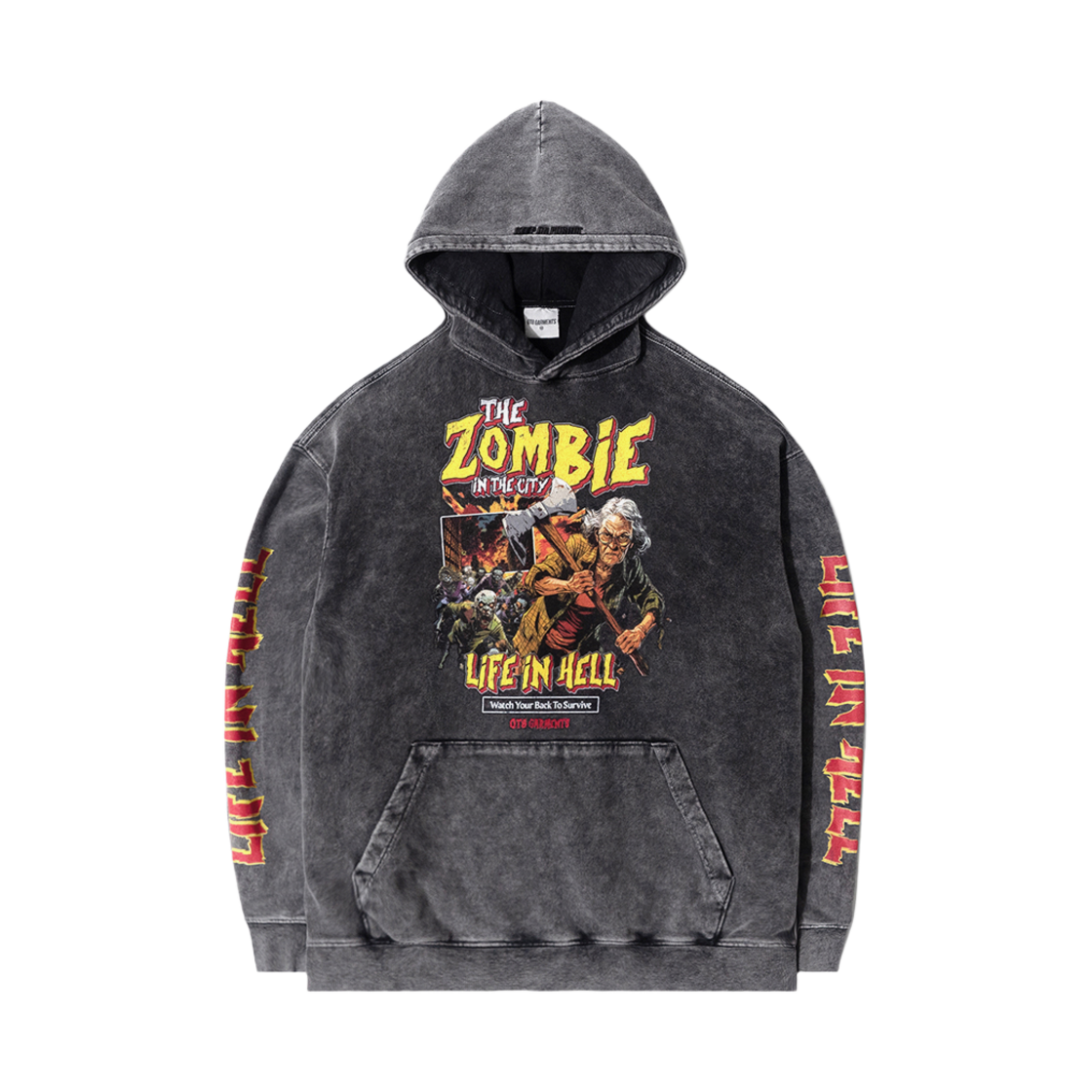 큐티에잇 가먼츠 더 좀비 셀파 워시드 후디 차콜