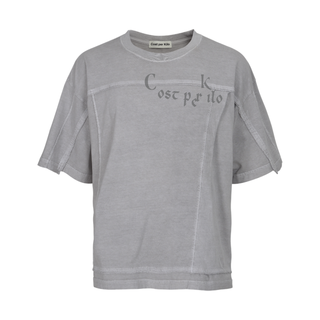 코스트퍼킬로 애시머트리 컷 숏 슬리브 티셔츠 라이트 그레이