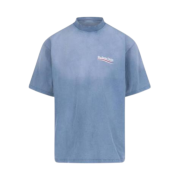 Balenciaga Vintage Jersey Political Campaign T-Shirt Faded Blue