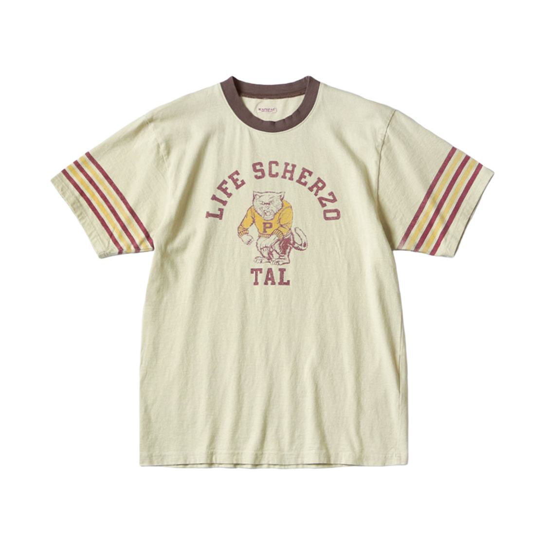K2502SC014 Kapital 20 Tenjiku Ringer T-Shirt College Cat Pital Pt Beige