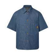 Louis Vuitton Short Sleeved Cotton Chambray Shirt Indigo