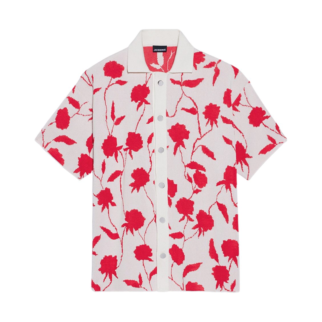자크뮈스 라 슈미즈 마이유 로사 로즈 스텐실 자카드 셔츠 멀티 화이트(Jacquemus La Chemise Maille Rosa Rose Stencil Jacquard Shirt Multi White) - 1