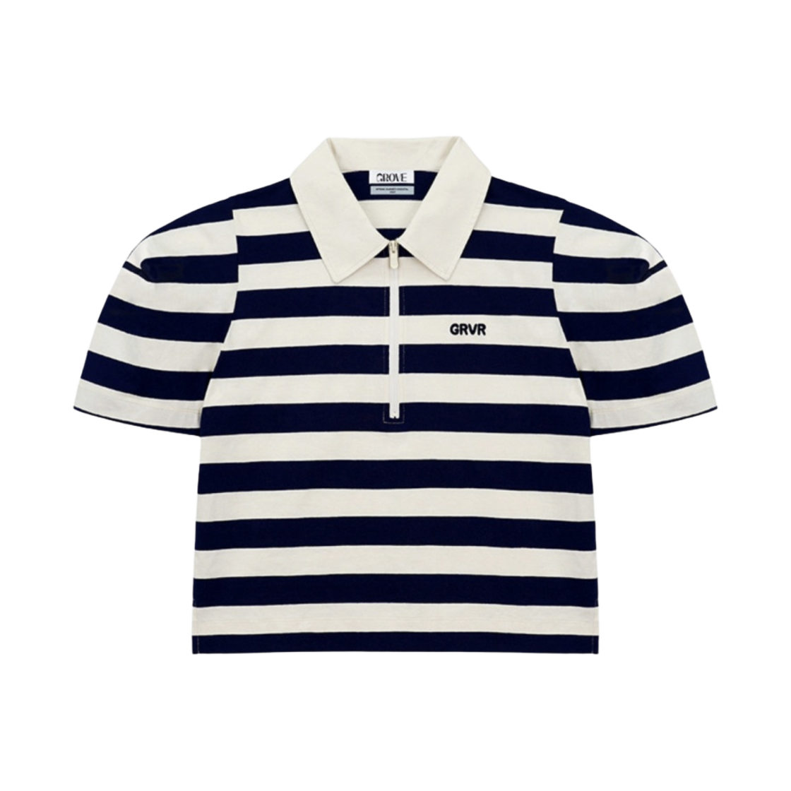 (W) 그로브 에버린 티셔츠 아이보리 네이비 - 23ES((W) Grove Everlyn T-Shirt Ivory Navy - 23ES)
