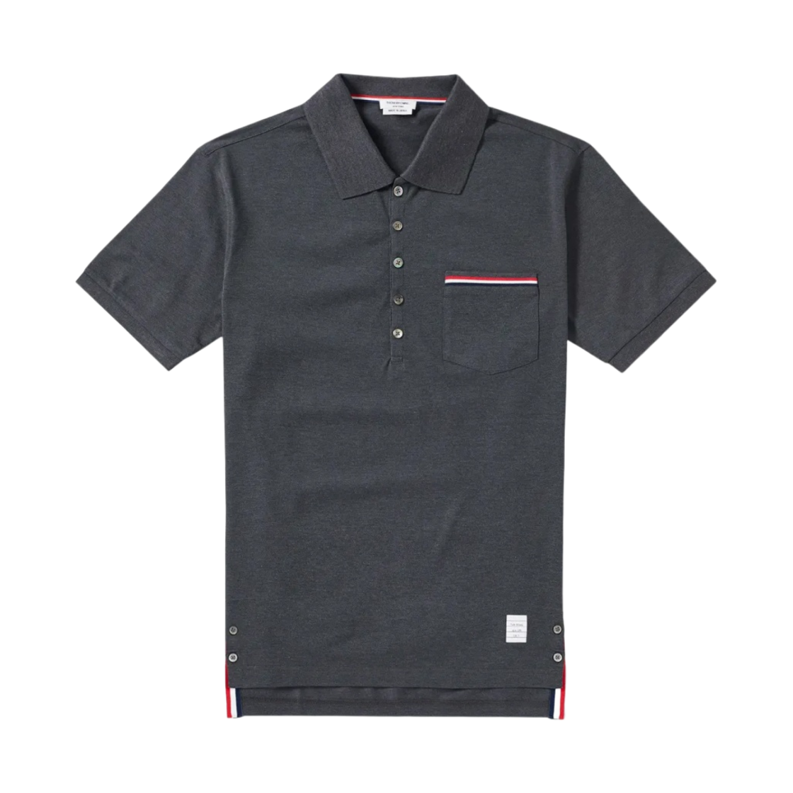 톰브라운 RWB 포켓 트림 피케 폴로 셔츠 다크 그레이(Thom Browne RWB Pocket Trim Pique Polo Shirt Dark Grey)